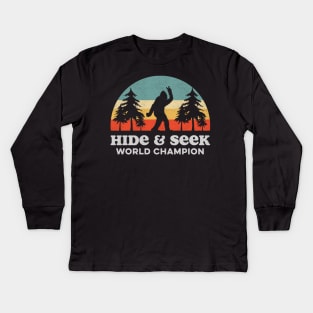 Retro Bigfoot Hide & Seek World Champion Kids Long Sleeve T-Shirt